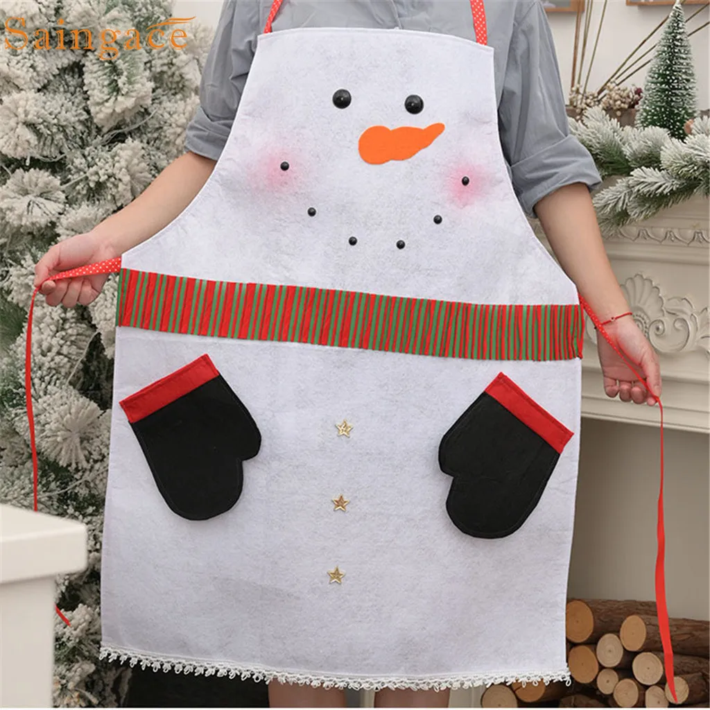 Saingace kitchen aprons Merry Christmas caroon Santa Printing Aprons Snowman Decorations Kitchen Cook drop ship | Дом и сад