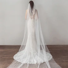 Для женщин свадебные часовни из тюли, с Однослойная Фата для невест с двух-гребень 3 м, элегантные, цвета слоновой кости, Длинная фата замечательный головной убор леди аксессуар