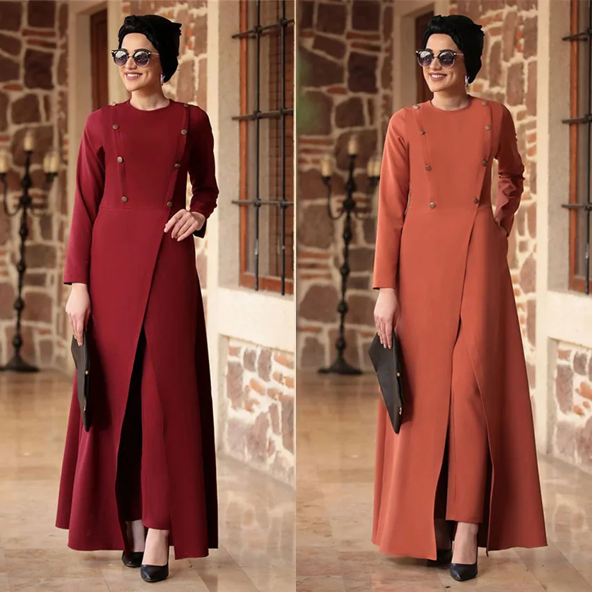 Conjuntos musulmanes de moda para mujer, Tops, pantalones, vestido Abaya Irregular, Eid, Mubarak, Arabia Saudita, Dubái, conjunto informal, 2 uds.