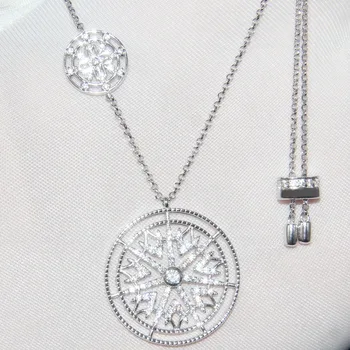 

925 Sterling Silver Gorgeous crystal Snowflake pendant Full Zircon Snow Flower Chain Choker Necklace Senior Dinner party jewelry