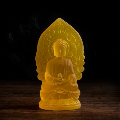 

Collection Chinese Handwork Carved Buddha Statue Medicine Buddha Figure Statue Buddhist Resin Fengshui Statue