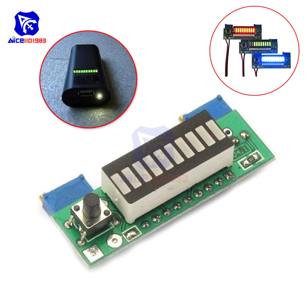 diymore LM3914 Graphics Card Lipo Battery Capacity Red/Green/Blue Indicator Module LED Power Level Tester DIY Kit for RC Toys afbeelding