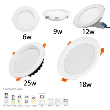

Ultra Bright LED Recessed Downlight Round RGB CCT 6W 12W 15W 25W RF Ceiling Lamp RGB RGBW Aluminum AC 110V 220V Led Panel Bulb