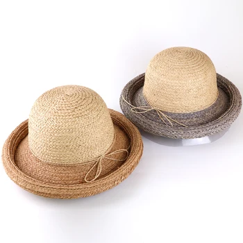 

DANA XU Women Straw Panama Hat Fedora Beach Sun Hat Wide Brim Straw Roll up Hat UPF 30+