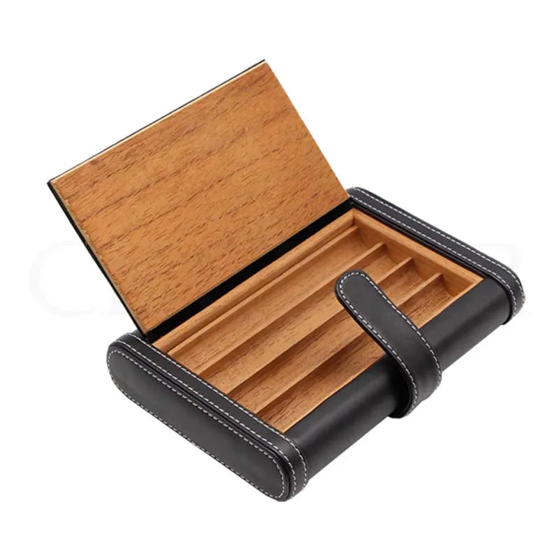 GALINER Portable Cigar Leather Case Travel Humidor Cedar Wood Cigar Box For 4 Cohiba Cigars Humidor Outdoor Cigars Accessories