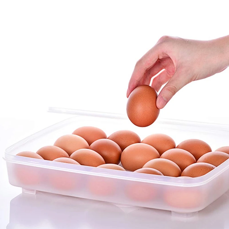 Egg Holder for Refrigerator, Deviled Egg Tray Carrier with Lid Fridge Egg Storage Stackable Plastic Egg Containers, 24 Egg Tray