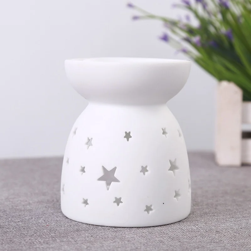 

Unglazed Ware White Ceramic Scent Essential Aromatherapy Oil Burner Diffuser Aroma Porcelain Home Candle Oil Incense Burner E $