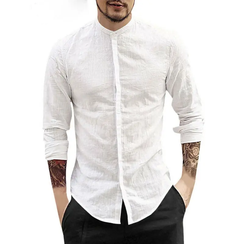 

2019 Fashion Trend Men's Autumn Summer Pre-fall Newest Arrival Casual Blouse Long Sleeve Shirt Loose Casual Solid Simple Tops