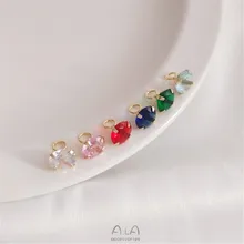 

Color preserving 14K Gold coated 7mm single color zirconium pendant manual DIY zircon small pendant bracelet necklace pendant