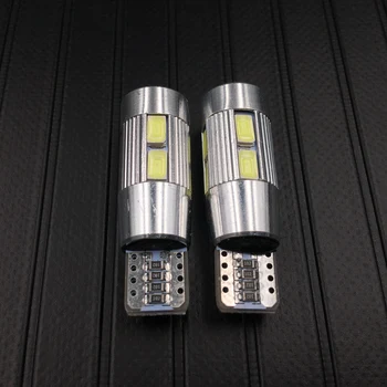 

2PCS T10 W5W 194 10 5630 SMD LED Car Reading Lamps No Error Auto Parking Lights Wedge Bulbs With Lens Amber Blue White Red