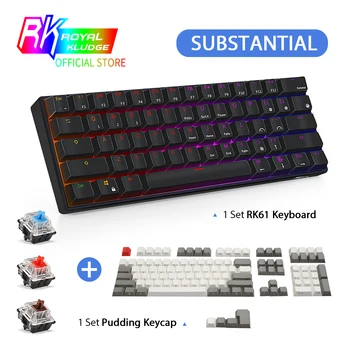 

RK61 Mechanical Gaming Keyboard TKL 61 Keys Wireless Bluetooth 60% RGB Blue Brown Red Switch Keycaps PBT Classical Keycap