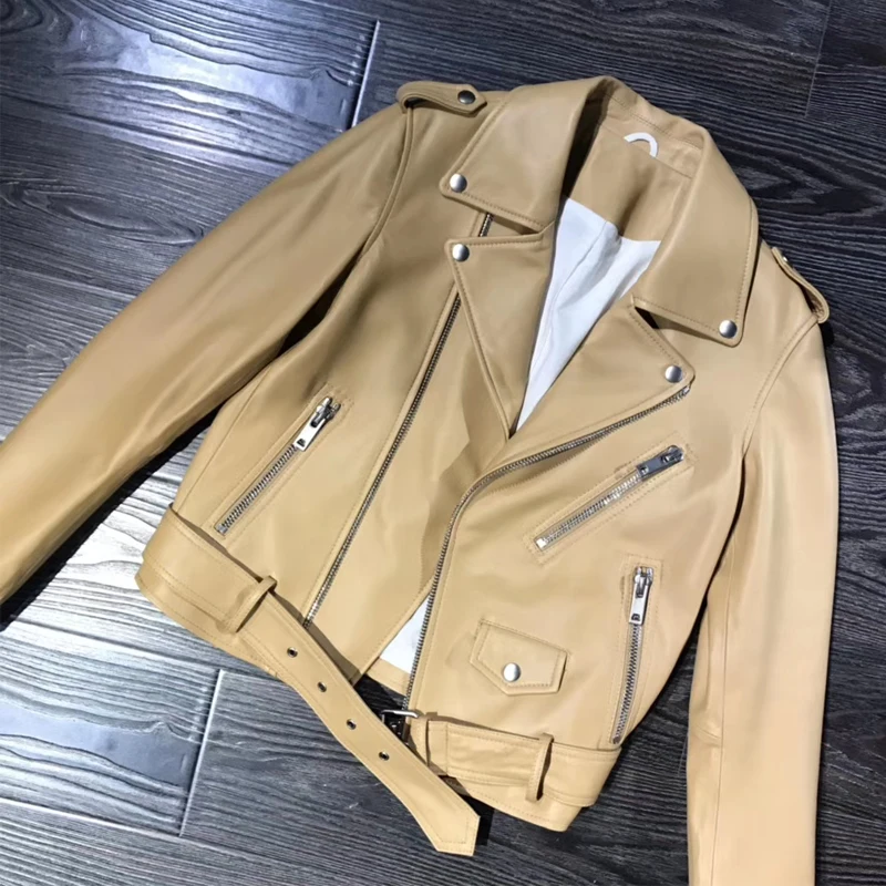 

real leather jacket genuine sheepskin jacket women real lambskin jacket
