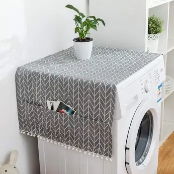 

Polyester Cotton Cover Washing Machine Dust Covers Refrigerator Dust Protector With Pocket Storage Bag Clean Home Decoration