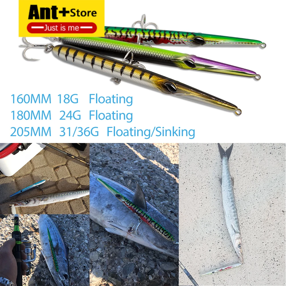 

Hunthouse needle stylo fishing lure long casting pencil stickbait floating&sinking 205mm 31/36g skipping garfish sphyraena pesca