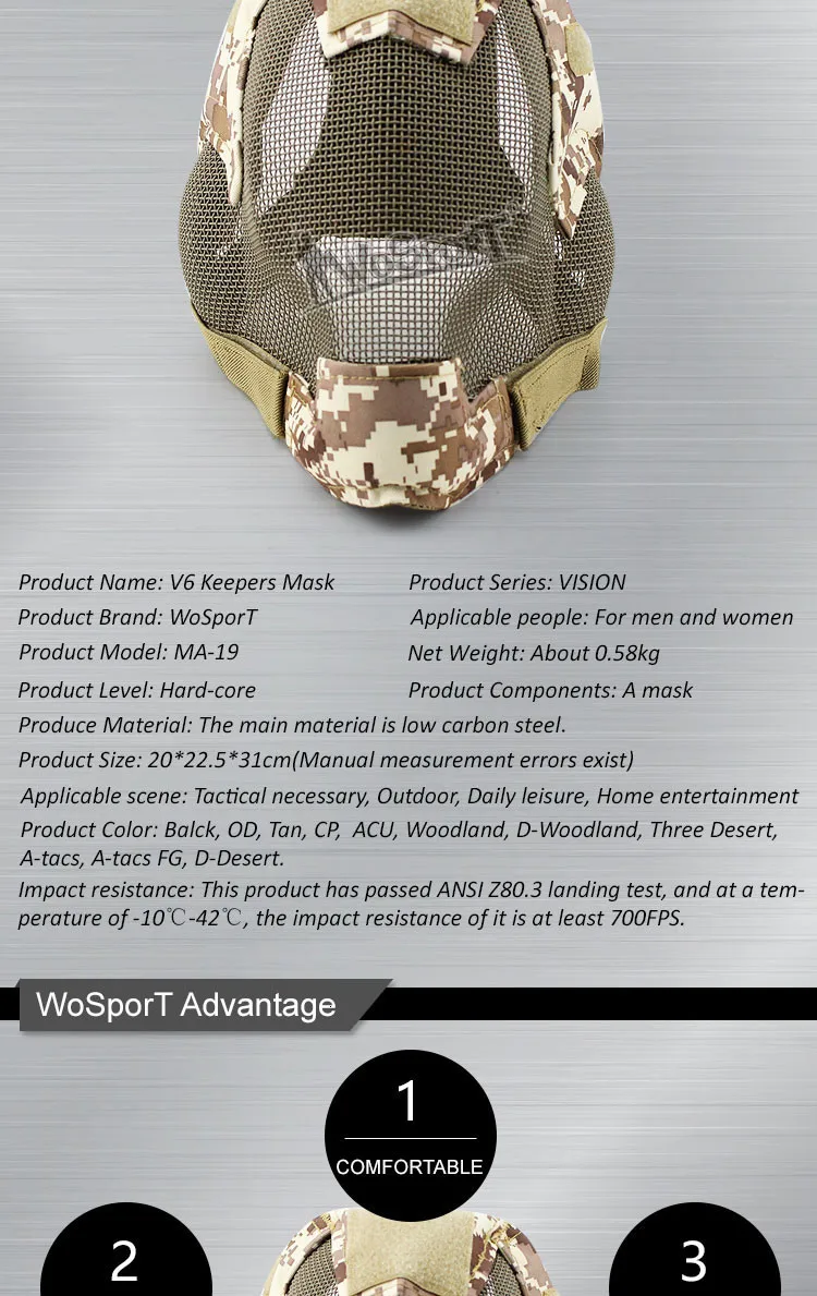 Wosport шлем крышка Открытый страйкбол capacete шлем мульти Мужская универсальная маска Военные Аксессуары стальные маски полное лицо маски