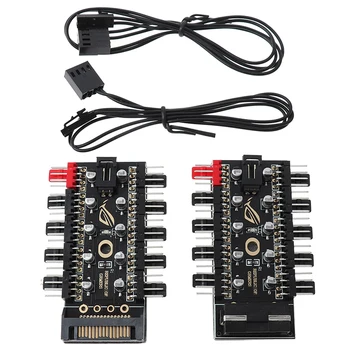 

PWM Fan Hub 1 to 10 Sata Cooler Cooling 4Pin Fan Splitter Cable 12V Fan Speed Controller Adapter