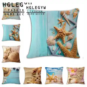 

HGLEGYW Case Seaside Office Textile Throw Pillow Beach Home Covers Pillow For Cotton Linen Pillowcase Printed
