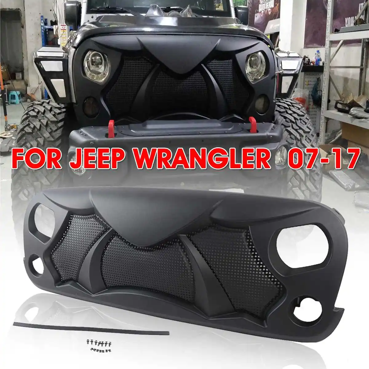 126x17x47cm Car Front Grille Mesh Grill Cover Trim Exterior Decoration ABS Stickers For Wrangler 2007