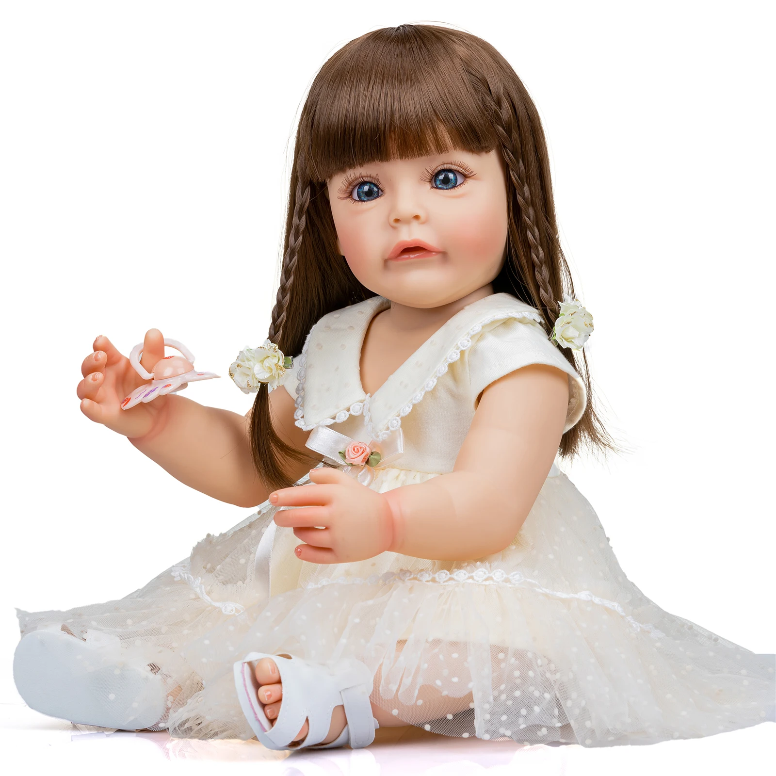 

55CM Reborn baby Girl doll princess toddler full body silicone Bebe Bonecas Dress Up toys Christmas Gift