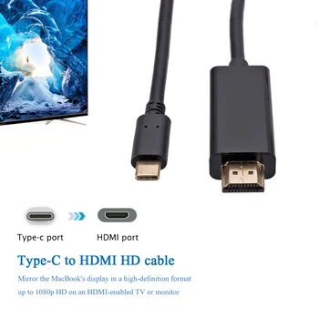 

HDTV 4K 1080P Cable Projector Monitor USB 3.1 Video Type-C to HDMI Converter for Household TV Easy Enjoying Ornaments