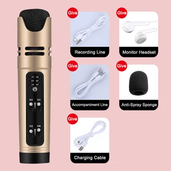 

Live Bluetooth Wireless Microphone Handheld Karaoke Mic Ktv Player Bluetooth Speaker Record Music Microphones Support 6 Voice