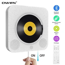 Настенный CD-проигрыватель onbian с объемным звуком, FM-радио, Bluetooth, USB, MP3 дисков, портативный музыкальный плеер, стерео динамик с дистанционным у...