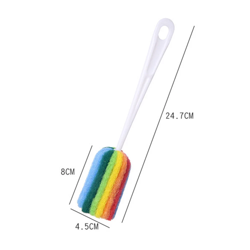 Радуга ложки с длинной ручкой, щетка губка для чашек очиститель Чистящая Щетка для бутылки Стекло скребок для бокалов кухонный спонж для чистки посуды Инструмент K1595 I