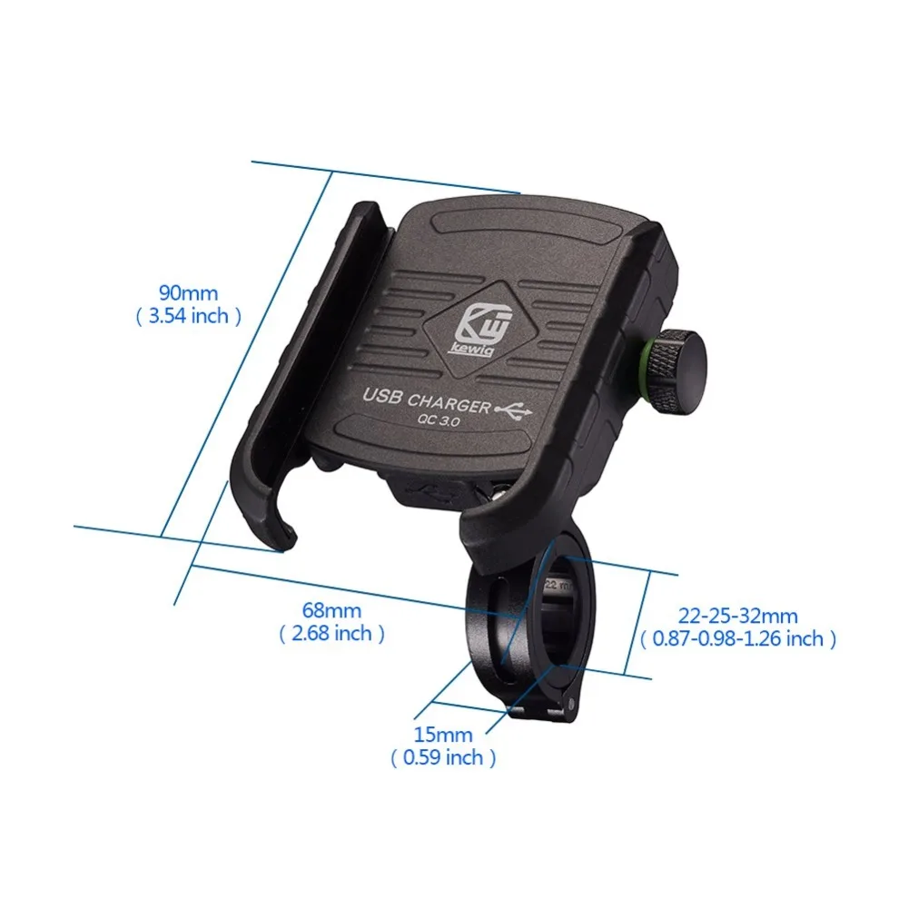 Universal Aluminum Alloy Motorcycle Phone Holder 360 Degree Rotation Bicycle Handlebar Cellphone Charger Mount Clip