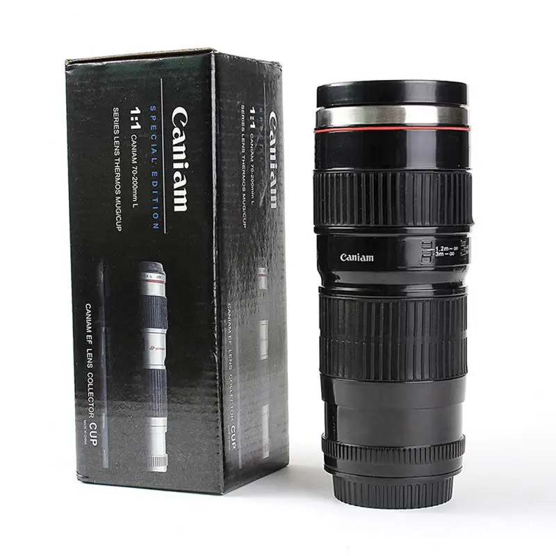 400/440ml Camera Lens Water Cup Coffee Creative Stainless Steel Liner SLR Non-slip Insulation | Дом и сад