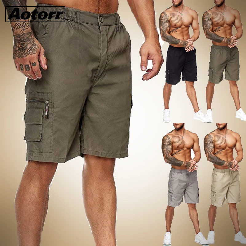 Hot Men Slim Fitness Solid Color Shorts Casual Zipper Pocket Work Uniform Pant Summer Beach Cotton Baggy Trouser Short Pants smart casual shorts