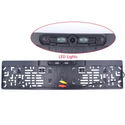 Cámara de visión trasera LED HD para coche, marco de matrícula de la UE, cámara de marcha atrás impermeable para Monitor ESTÉREO