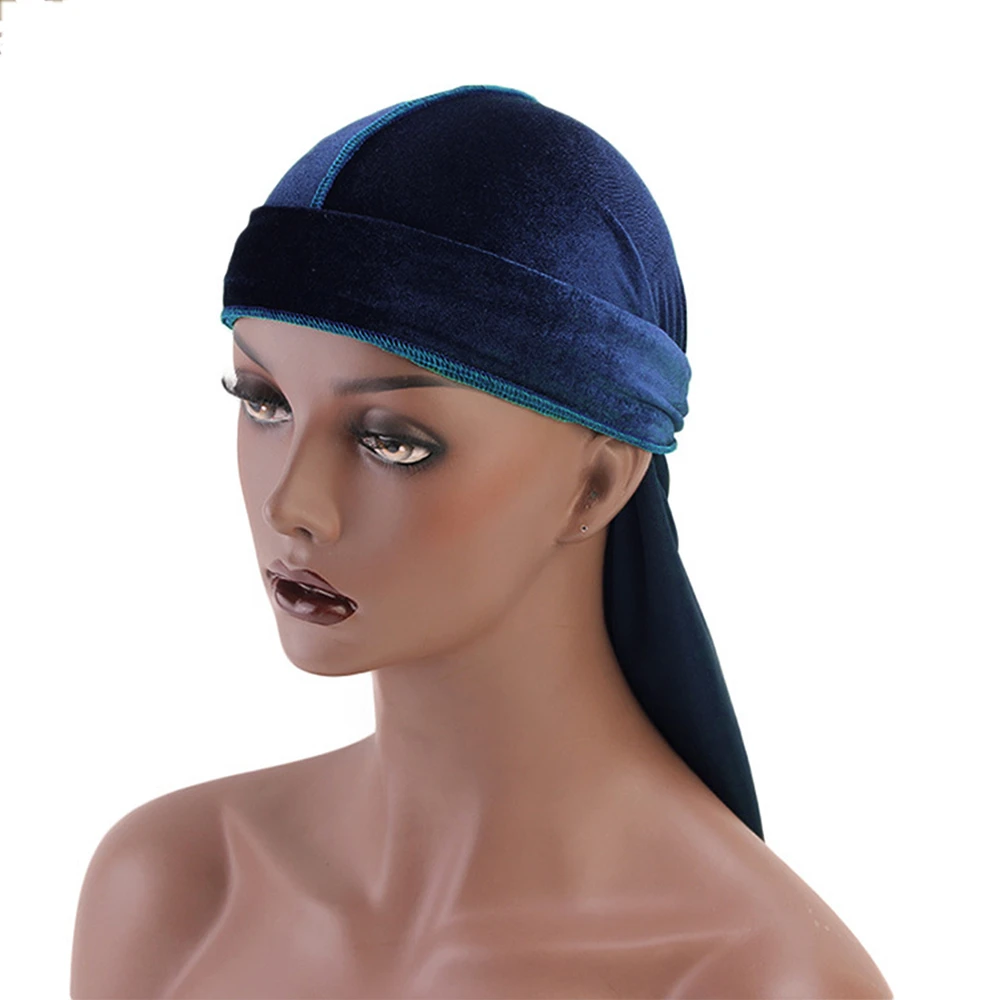 WENYUJH длинный хвост шелковый шарф Мусульманский Doo Rag пиратская шляпа Durag Кепка chemo Череп Шляпа Тюрбан повязка для волос банданы 12 цветов на выбор