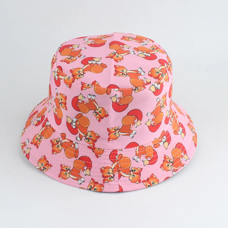 Topi Bucket Merah Muda Lucu Modis Topi 
