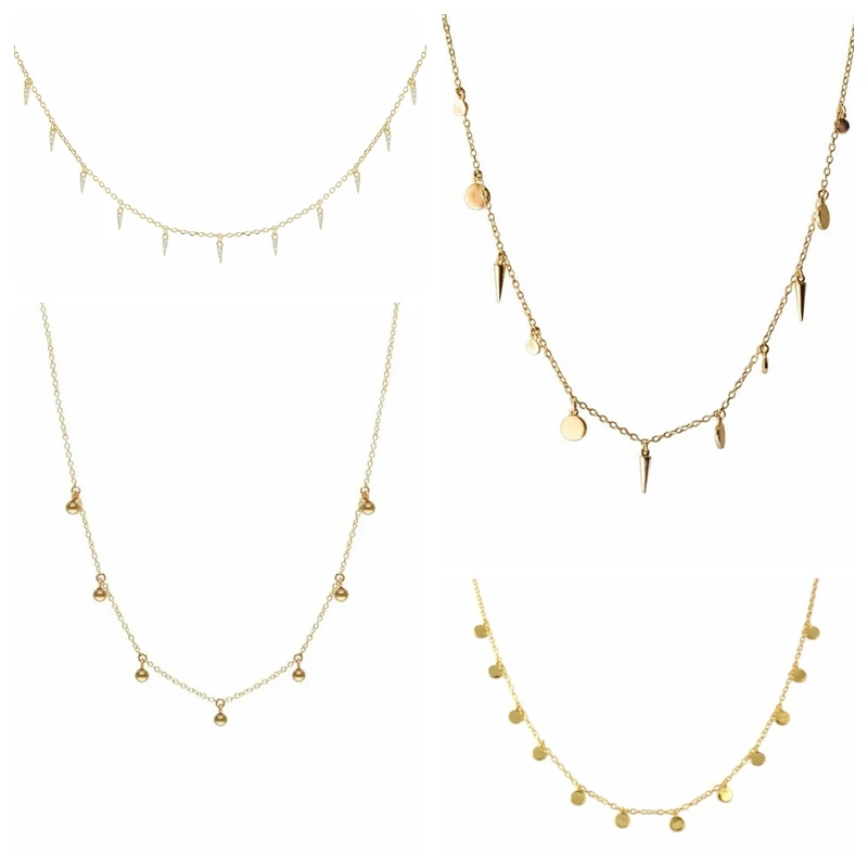 

ROXI Minimalism Round Rivets Small Beads 925 Sterling Silver Women Clavicle Necklace Elegant Pendant Necklaces Jewelry Chains