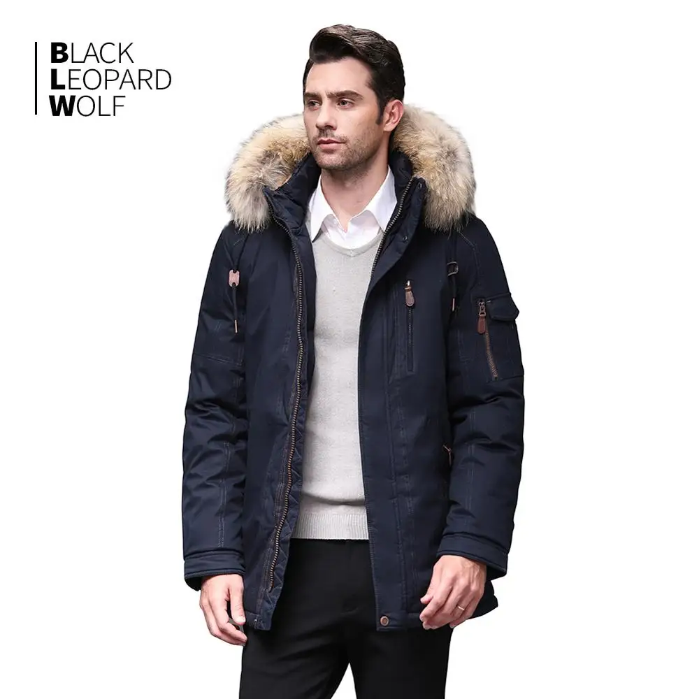 Blackleopardwolf 2019 Зимняя мужская куртка зимняя модная парка отстегивающийся длинный