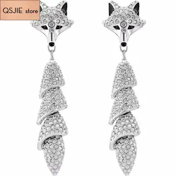 

QSJIE High quality SWA, inspired by nature, white fox lady Earrings Charming fashion jewelry