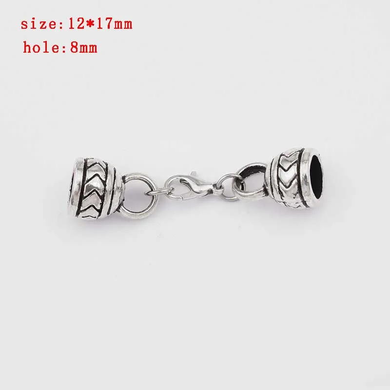 9 5 sets Zinc Alloy Clasp Lobster Clasps Hook End Caps Connectors For 5/6/7/8/10mm Leather Cord Bracelet Necklace Jewelry Making - Цвет: 9