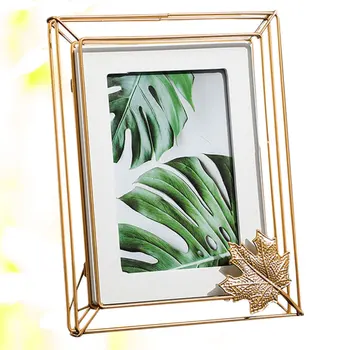 

1Pc Small Size White Wrought Iron Glass Picture Frame Modern Creative Photo Frame Unique Desktop Decoration for Office Home (Whi