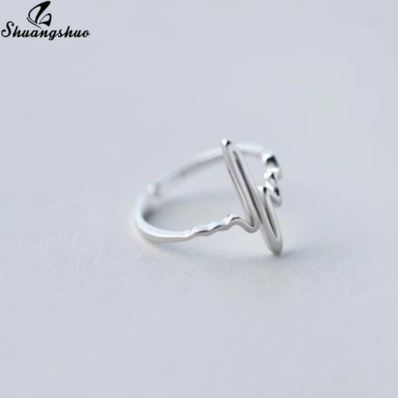 Shuangshuo, необычное простое волнистое кольцо, сердцебиение, кольца для женщин, ECD форма, регулируемое кольцо, молния, bague femme, аксессуары, подарки
