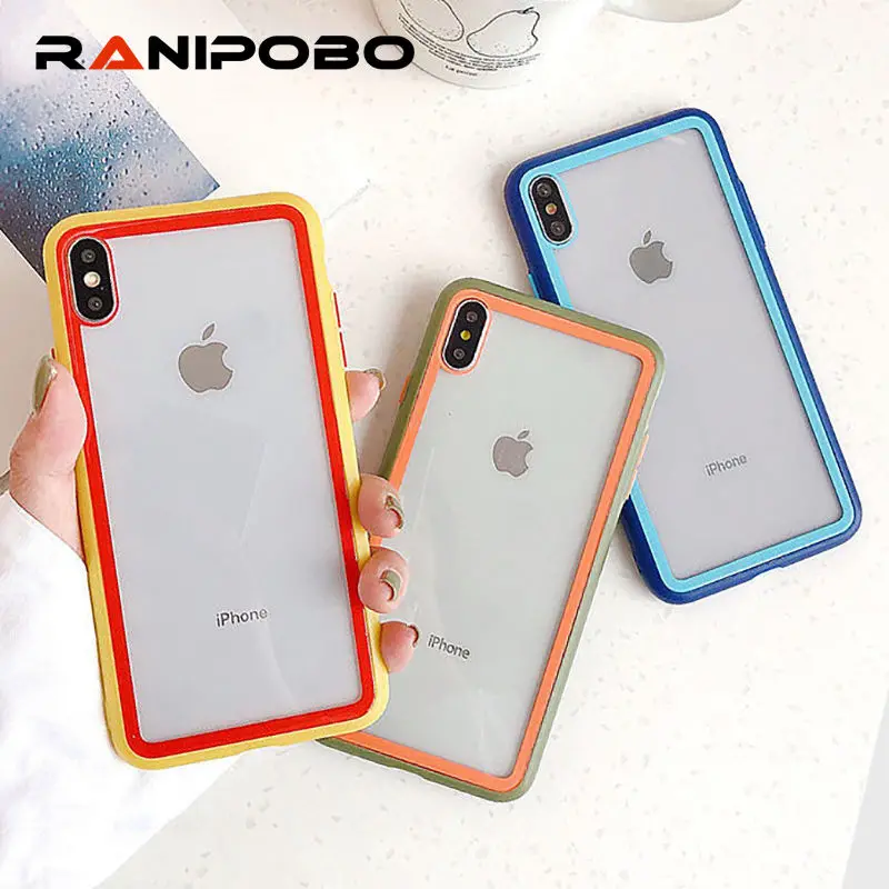 

Colorful Frame Shockproof Tempered Glass Phone Case For iPhone XR XS X XS Max 8 7 6 6S Plus Transparent Candy color Back Cover