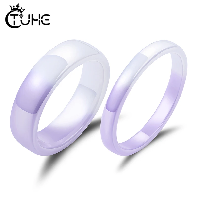 

2019 New Fashion Transparent Real Ceramic Ring Party Jewelry Cute Healthy Never Fade Rings for Women Romantic Purple White