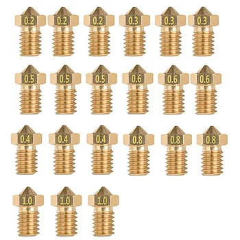 

21 Pcs for 3D Printer ED3 Brass Nozzle 0.2/0.3/0.4/0.5/0.6/0.8/1mm M6 Thread Print Head