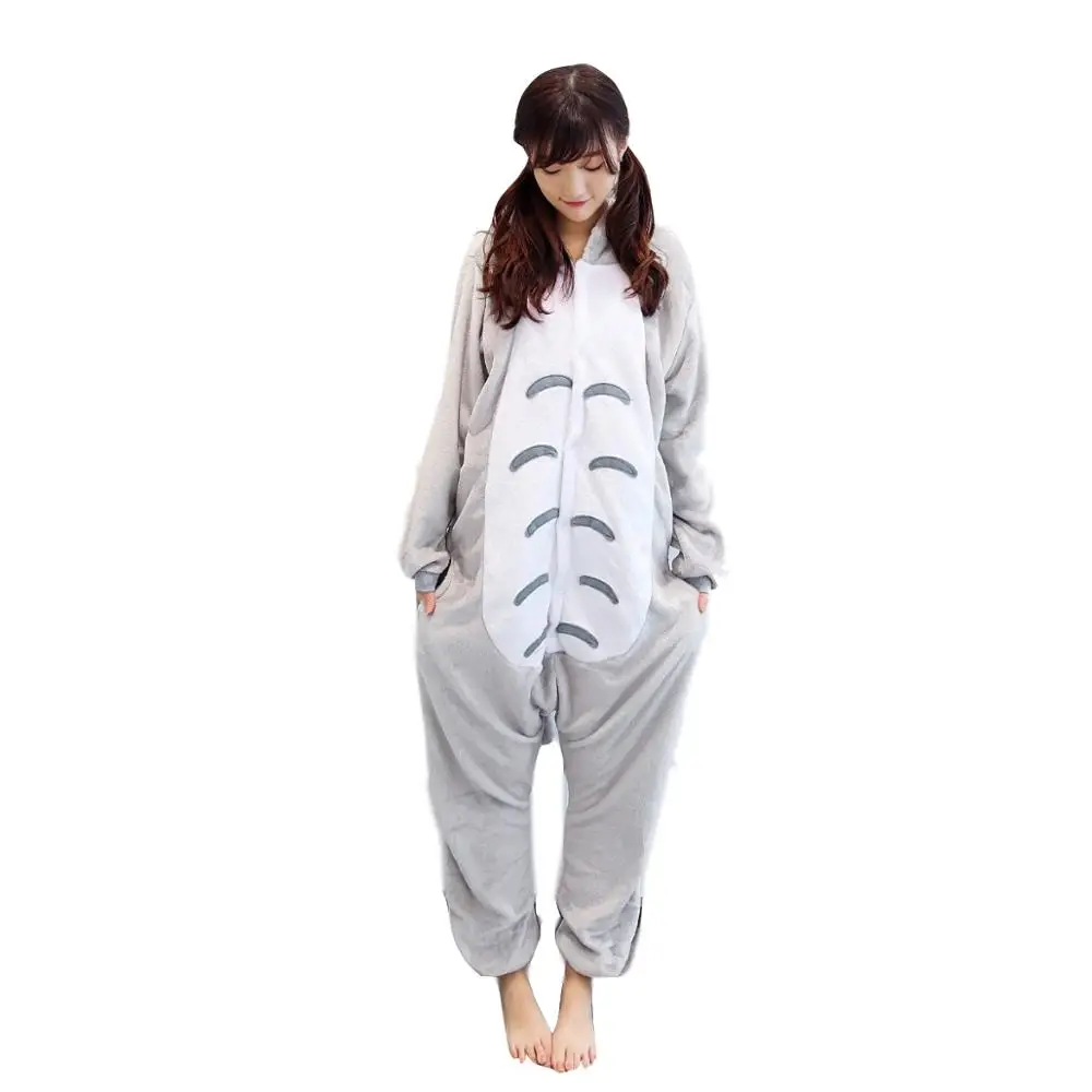 Kigurumi Onesie/Детский костюм для взрослых с рисунком Тоторо, сосед кигуруми, женский костюм с животными, необычный мягкий костюм для косплея аниме, одежда для сна, детский зимний комбинезон для мальчиков и девочек