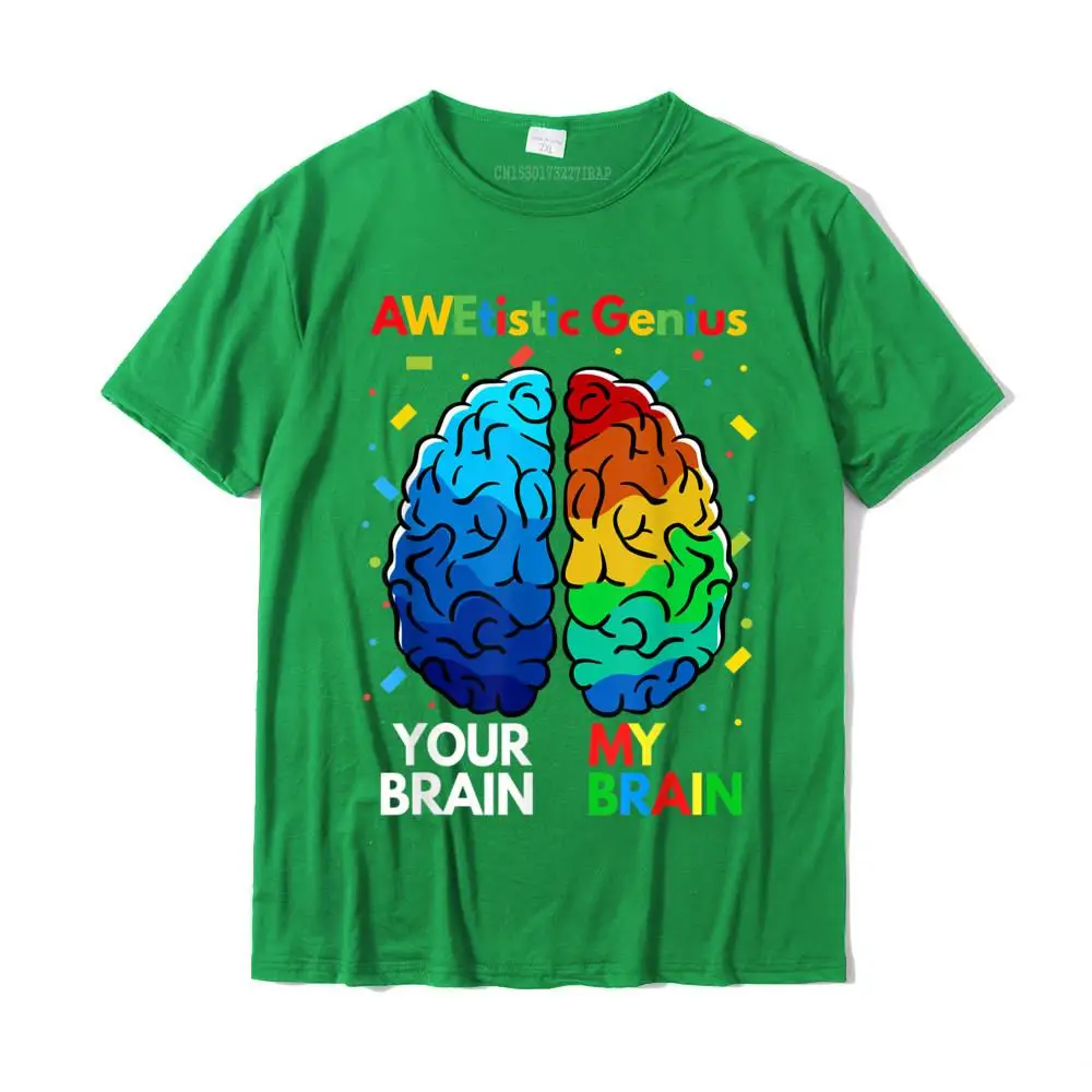 Printed On Cotton Mens Short Sleeve Tees Casual Summer Autumn T Shirts Summer T Shirt Family Round Collar Drop Shipping Funny Neurodiversity Autism Awareness Awetistic Genius Boys T-Shirt__MZ23330 green