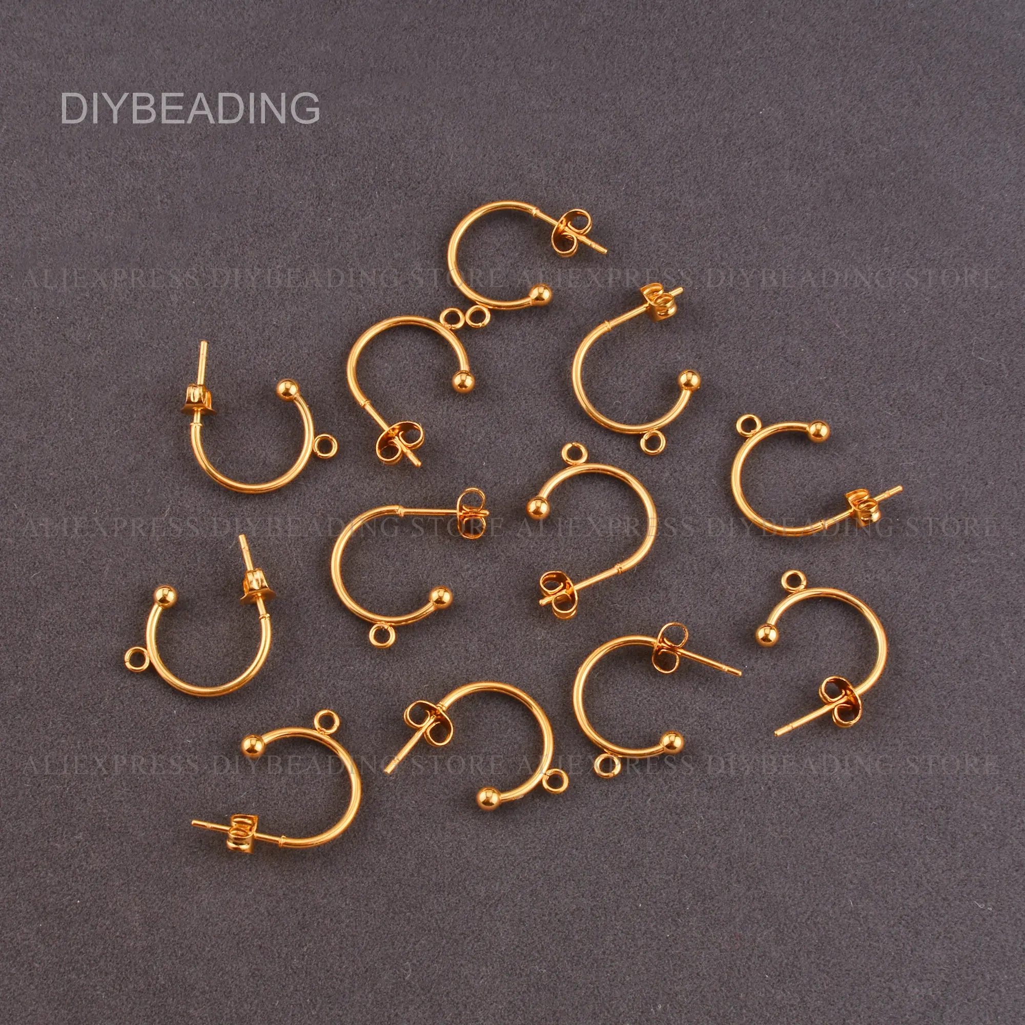 6-192 Pcs Half Circle Stud Earrings/Open Circle Hoop Earring/Gold Plated Stainless Steel Minimalist Half Hoop Geometric Earring