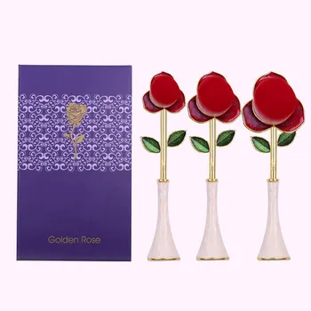 

Newly 3pcs Rose Makeup Brushes Cosmetic Brushes Set Comb for Foundation Powder Blush Concealers Eye Shadows Kit CTN88