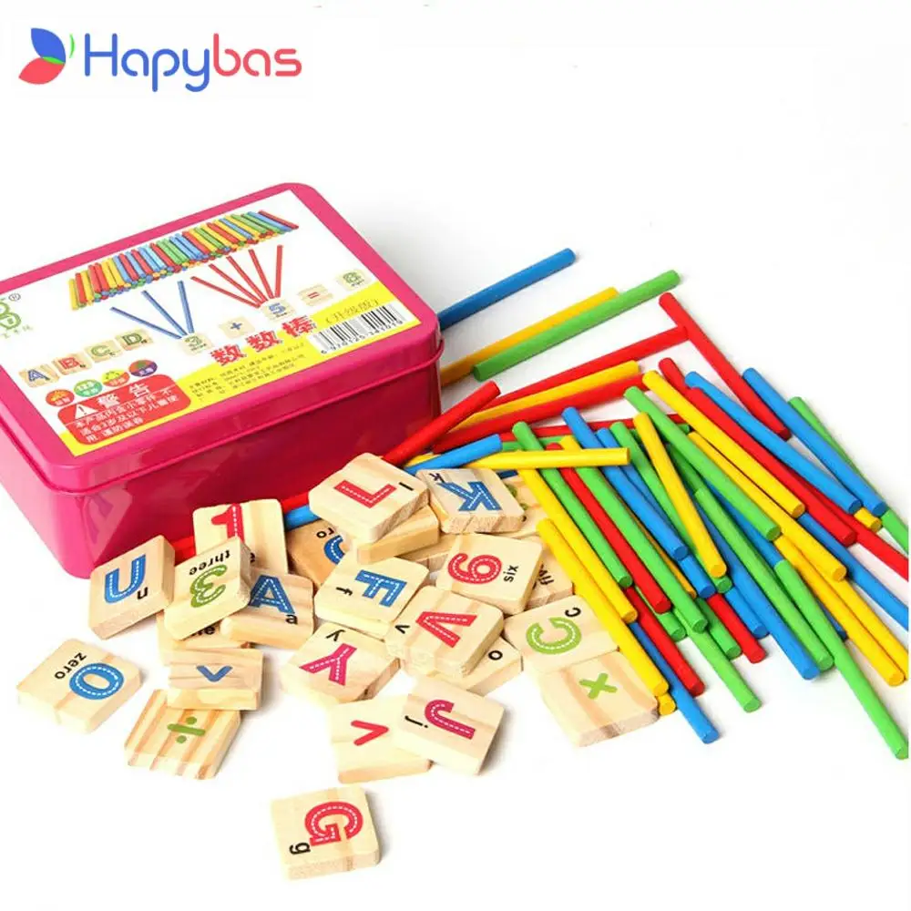 Child Wooden Mathematics Numbers Sticks math Toys Baby Children Early Learning Counting Educational Toy with Box kids gift