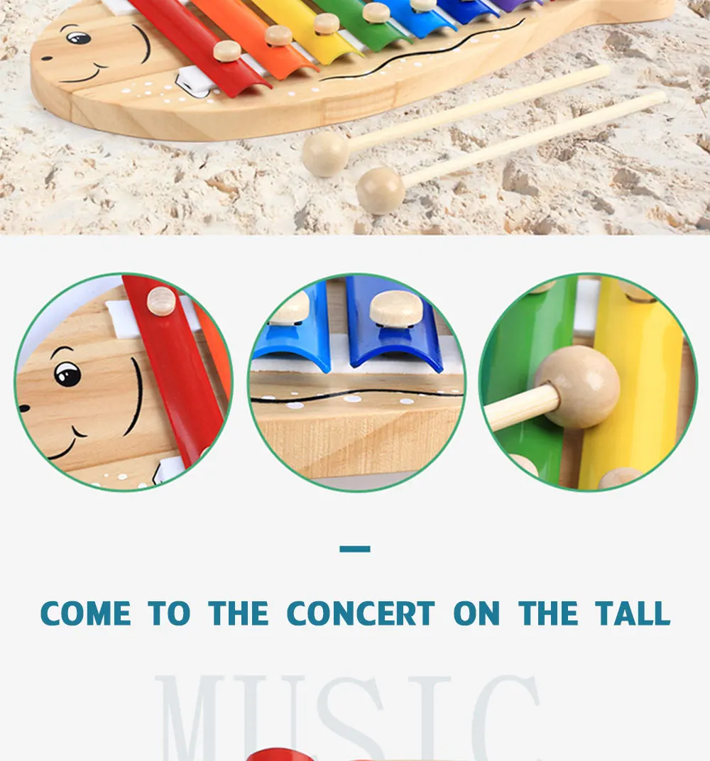 Дети 8 звук деревянный музыкальный ксилофон игрушки игрушечный музыкальный инструмент детская игрушка Хлопушка игрушки Рождественский