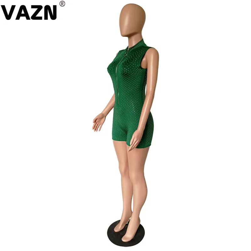 VAZN GYM18357 moto стиль молодой праздник v-образным вырезом женский комбинезон без рукавов Короткие брюки комбинезоны волнующие Клубные Комбинезоны
