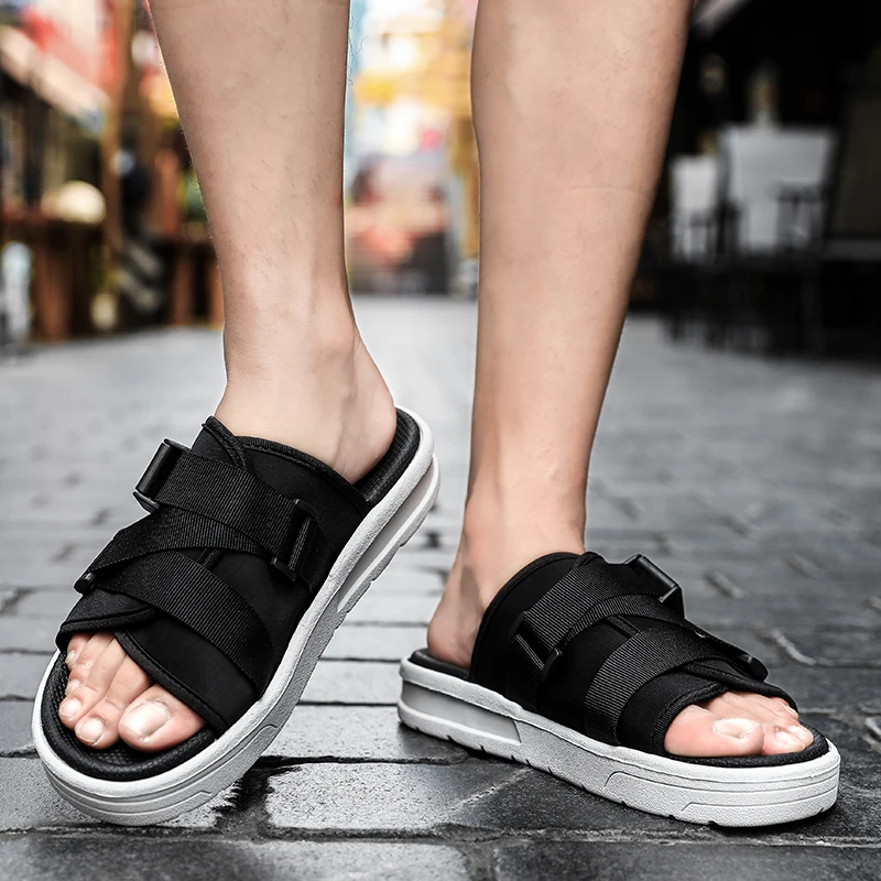 Women Men Hiking Beach Sandals Flat Flip Flops Sneakers Gym Black Slipper Sport River Plate Shoes Sandalias Mujer Masculina - Цвет: black white
